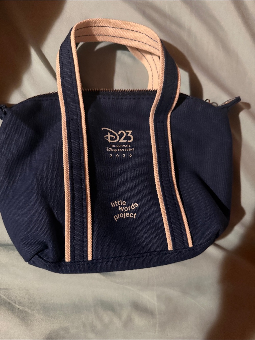 D23 x Little Words Project Navy and Pink Canvas Tote